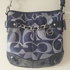 Blue Coach Classic Monogram Crossbody W/ Silver Hardware